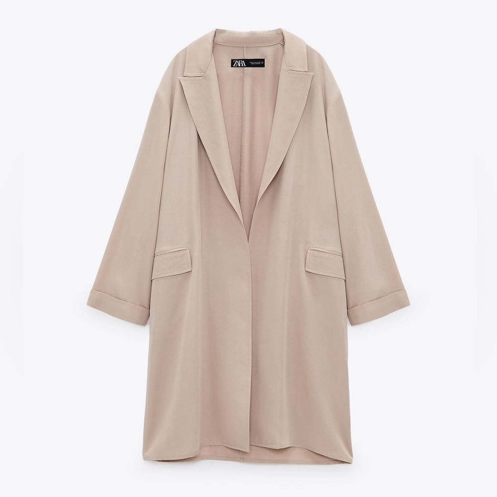 ZARA Flowy Trench Jacket in Cream - Size M